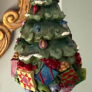 Jim Shore Green Holiday Tree Ornament with Colorful Gifts